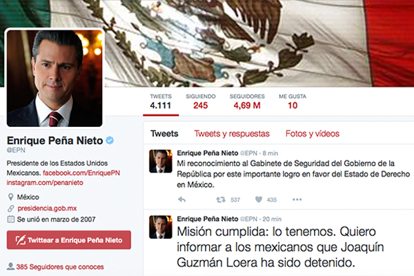 Anuncia Peña Nieto detención de "El Chapo" Guzmán
