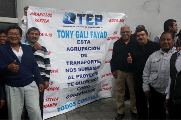 Organización del Transporte del Estado de Puebla ofrece su apoyo a Tony Gali