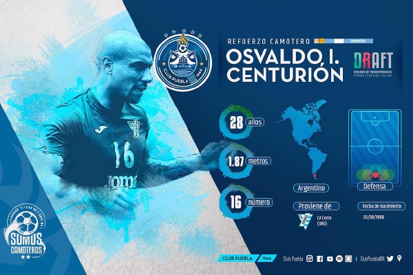 Puebla anuncia fichaje de defensa argentino Iván Centurión