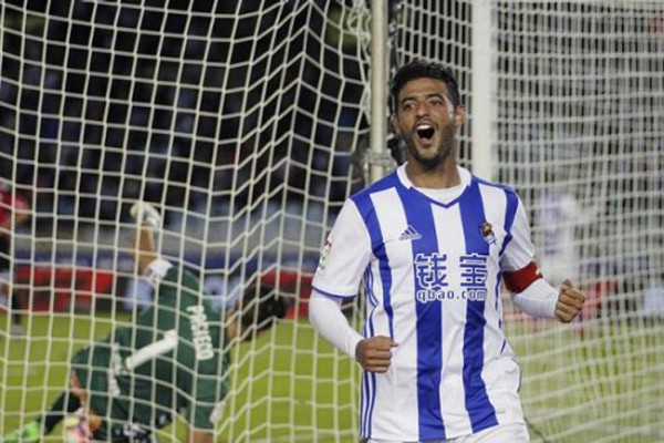 Delantero Carlos Vela, satisfecho con triunfo de Real Sociedad