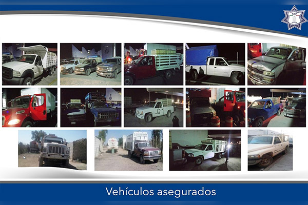 SSP ubicó predio y 21 vehículos que almacenaban combustible