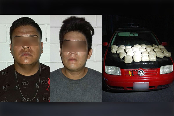 Policía Estatal detuvo a dos sujetos con 26 kilos de marihuana