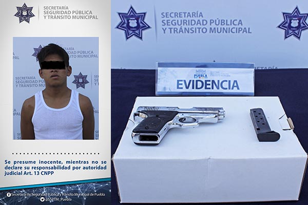 Detiene policía municipal a hombre en posesión ilegal de arma de fuego
