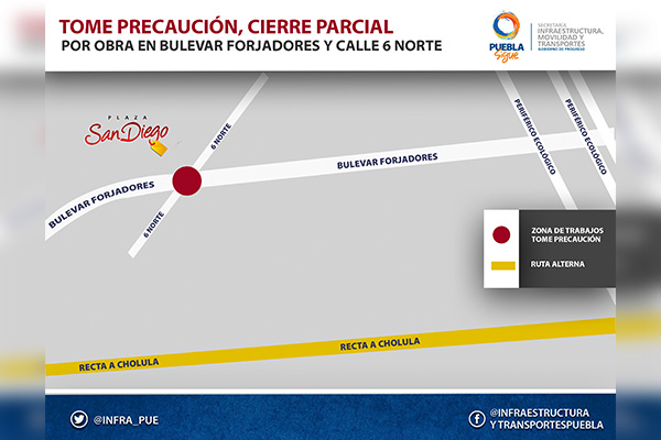SIMT anuncia cierres parciales por trabajos en bulevar Forjadores