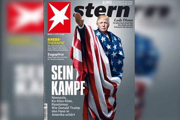 Portada de revista muestra a Trump haciendo saludo nazi
