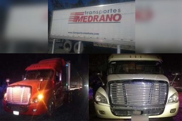 SSP asegura dos tractocamiones y cuatro remolques robados