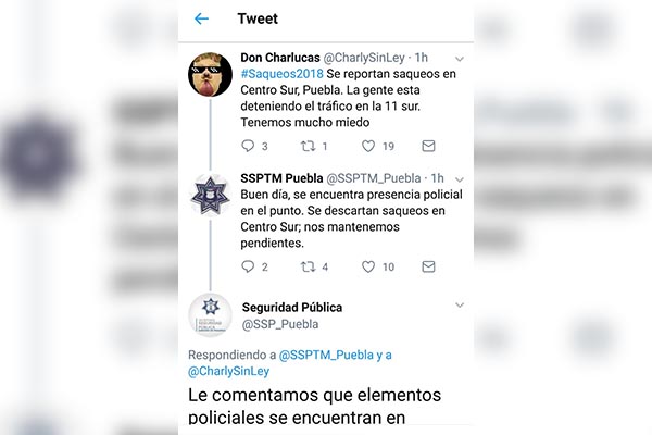Sujeto ocioso reporta “saqueos”; corporaciones de Seguridad lo desmienten
