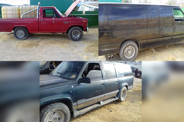 Ejército y Policía Estatal aseguran tres camionetas con hidrocarburo robado