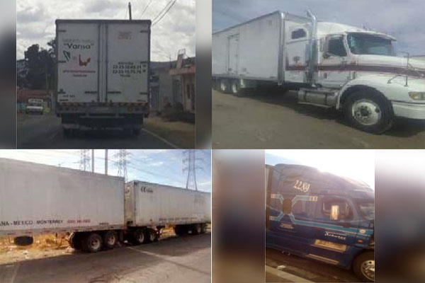 Policía Estatal recupera tres vehículos y tres cajas secas con reporte de robo