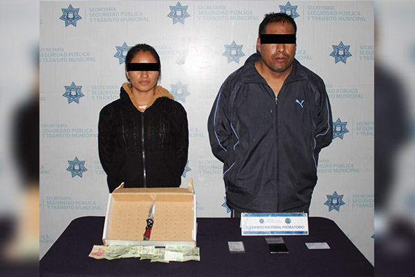 SSPTM detiene a cuarentón y jovencita por asalto a transeúnte