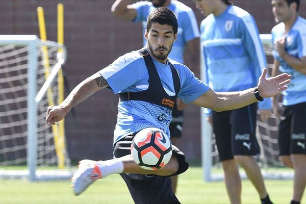 Suárez, Cavani y Godín se suman a entrenamientos de Uruguay para el Mundial