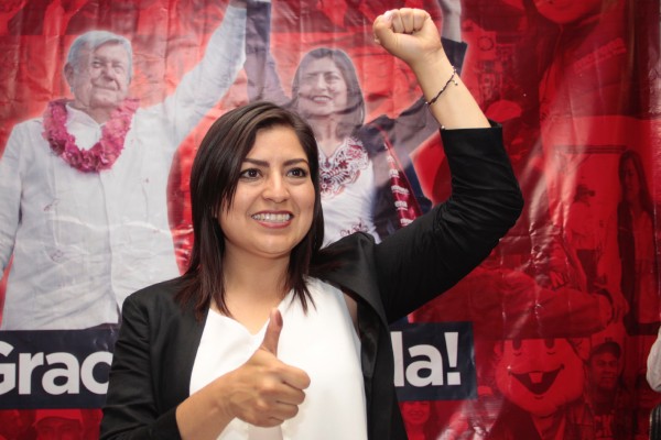 Claudia Rivera se declara triunfadora con 23 puntos arriba