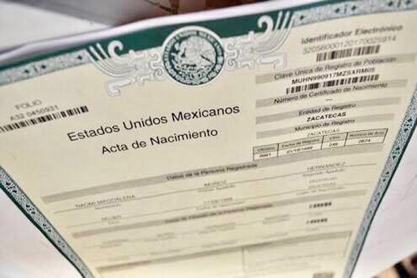 Acta de nacimiento en línea, documento legal y válido