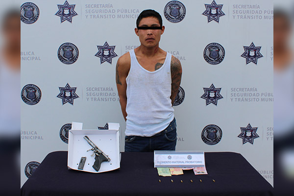 Detienen a malviviente por carecer de permiso para portar arma de fuego