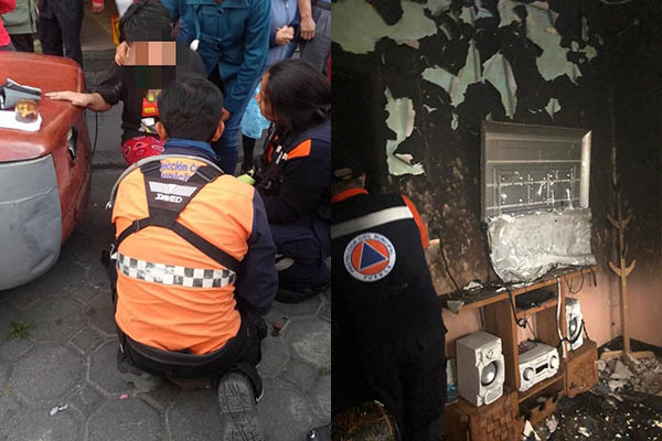 Jovencita sufre quemaduras al incendiarse pantalla plana