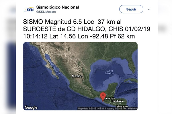 De magnitud 6.5 el temblor de esta mañana, ajusta Sismológico Nacional