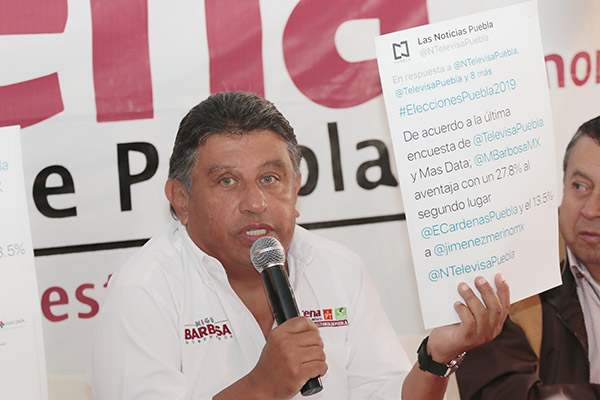 Encuestas reflejan que Barbosa será el ganador el 2 de junio: Meza