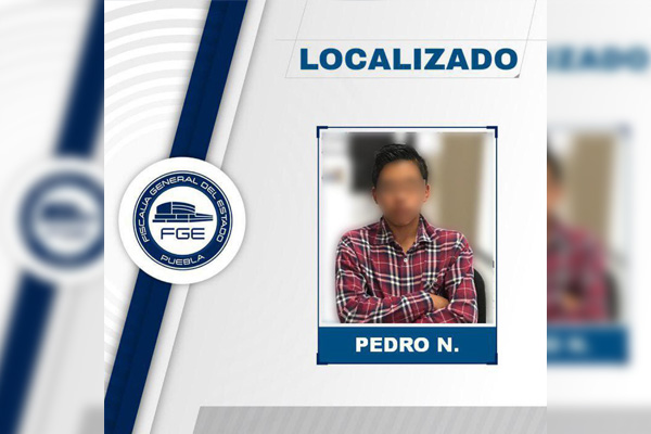 Localizó la Fiscalía de Puebla al menor Pedro, de 15 años