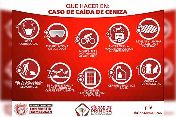 Protección civil de Texmelucan llama a mantener calma ante actividad volcánica