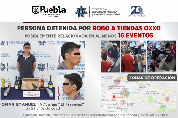 Capturan al “Franelas”, está vinculado a 16 asaltos a Oxxos