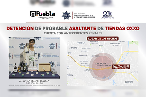 Atrapan a “el Chucho”, multiasaltante de tiendas Oxxo