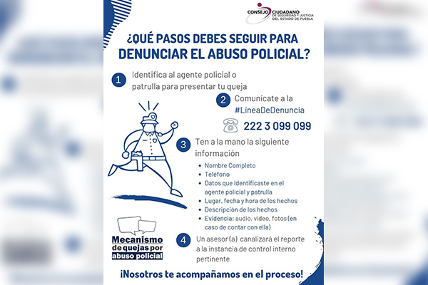 CCSJ recibe y canaliza quejas por abuso policial