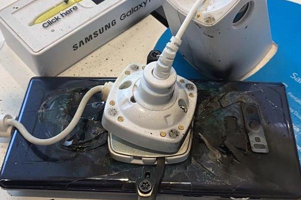 Samsung Galaxy Note 9 se incendia en el mostrador de una tienda
