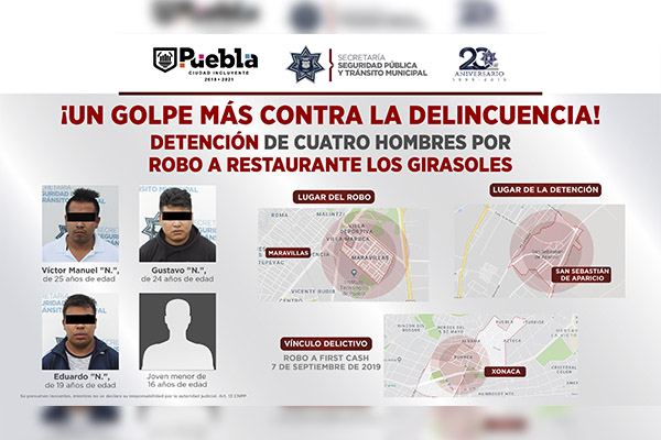 Atrapados minutos después de asaltar a comensales; también atracaron First Cash