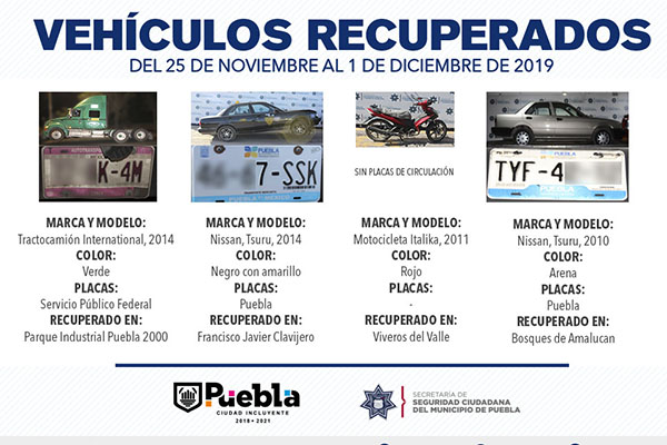 Remitió SSC 22 vehículos ante el agente del Ministerio Público