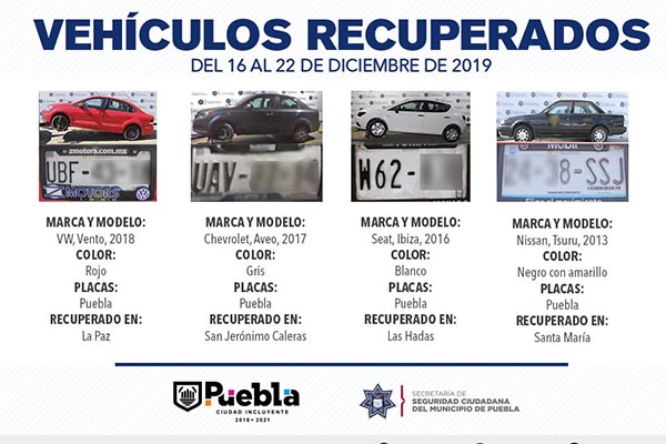 En una semana, recuperó SSC 11 vehículos reportados como robados