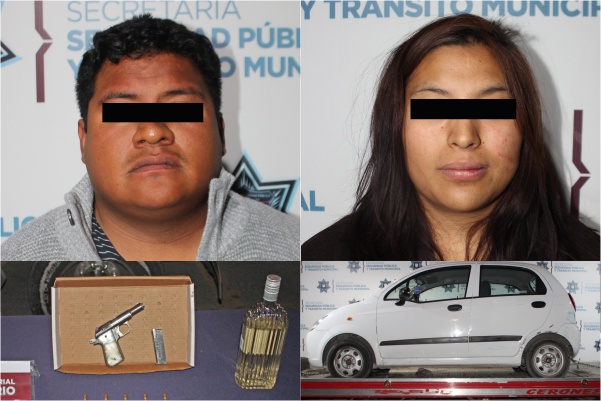 Tras intentar huir, policía detiene a pareja armada