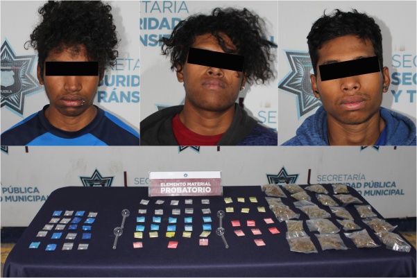 Por falta menor, caen tres sujetos en posesión de droga