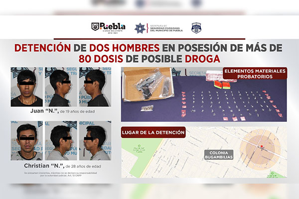 Los detienen por participar en una riña; traían 80 dosis de droga