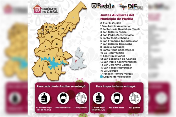Ayuntamiento de Puebla entrega insumos preventivos en juntas auxiliares