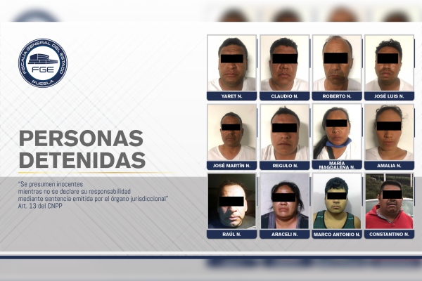FGE catea inmuebles y detiene a 12 personas, incluyendo ocho policías