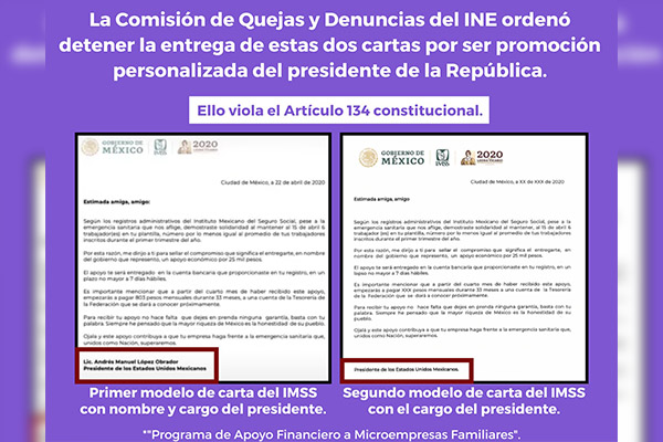 INE ordena al IMSS detener entrega de cartas firmadas por AMLO