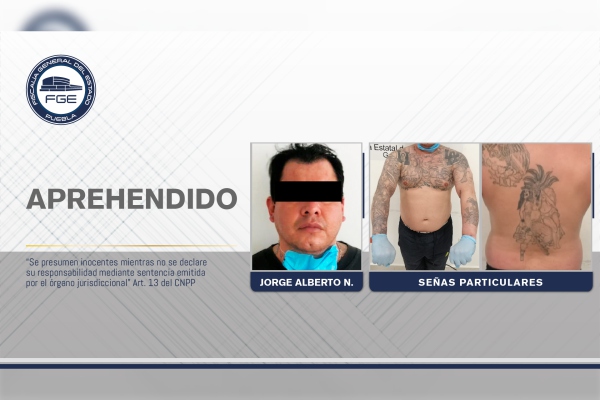 FGE aprehende a golpeador y homicida de Atlixco