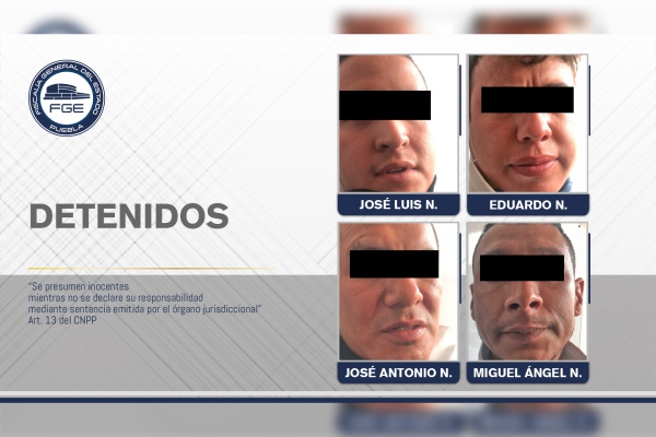 En Lomas de Angelópolis, FGE detiene a cuatro hombres y asegura autos, armas y droga