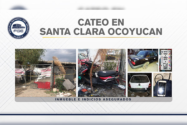 Fiscalía cateó inmueble en Ocoyucan con vehículos robados