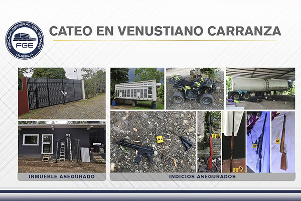 FGE asegura armas y unidades durante cateo en Venustiano Carranza