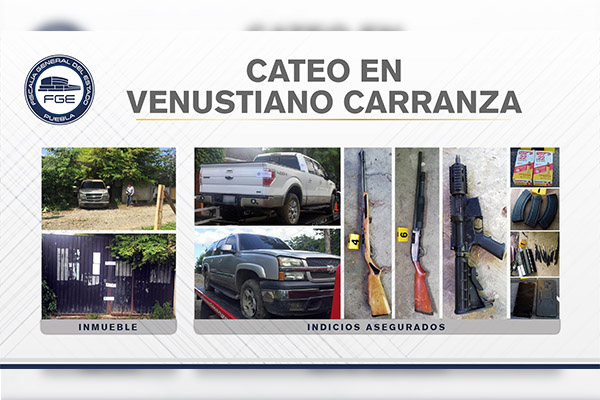 FGE cateó guarida y halló armas, camionetas y un inhibidor de señal