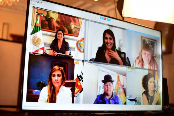 Claudia Rivera participa en Foro Internacional de ONU sobre perspectiva de género durante contingencia