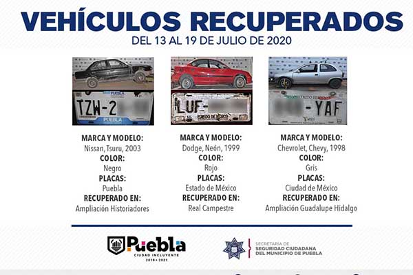 Recupera Policía Municipal nueve vehículos robados