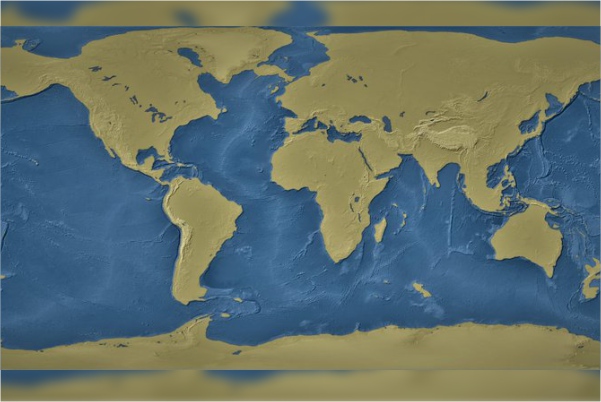 Así se vería el mapa mundial si el nivel del agua sube o baja 1,000 metros