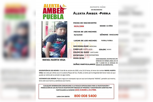 FGE activa Alerta Amber para localizar a menor de edad