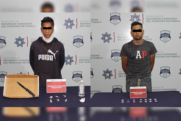Asegura Policía Municipal 20 de dosis de droga; dos hombres detenidos