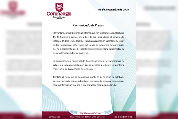 Coronango corre a subdirector "influyente" tras choque y muerte de tres personas