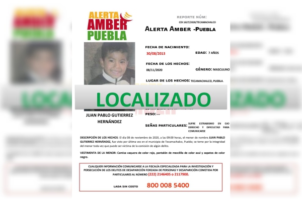 Se desactiva Alerta Amber de Juan Pablo