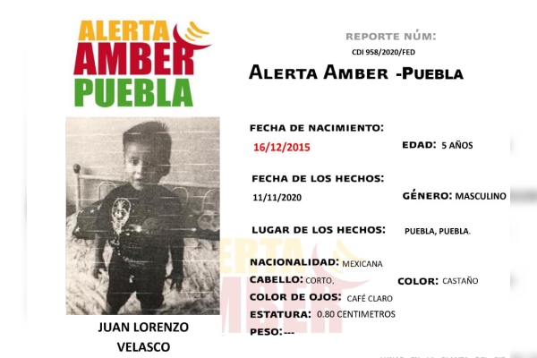 Se activa Alerta Amber para localizar a un menor de 5 años