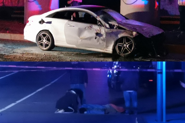 Ebrio a bordo de Mercedes mata a peatón y choca en la huida